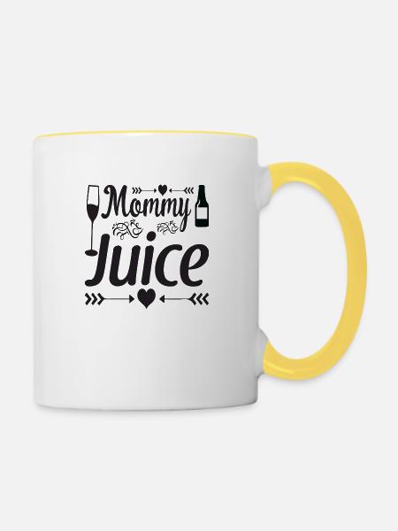 Mommy Juice Wein - Tasse zweifarbig - Weiß/Gelb