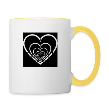 Cœurs Entremêlés Noir - Mug contrasté - blanc/jaune - Droite