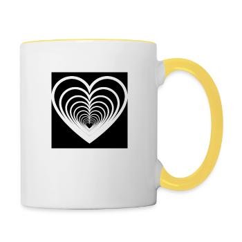 Coeurs Mêlés Noir - Mug contrasté - blanc/jaune - Droite