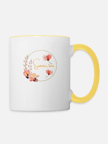 Sommerzeit - Tasse zweifarbig - Weiß/Gelb