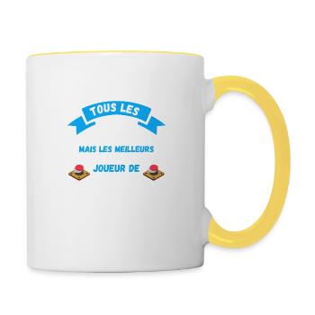 les meilleurs deviennent joueur de carrom - Mug contrasté - blanc/jaune - Droite