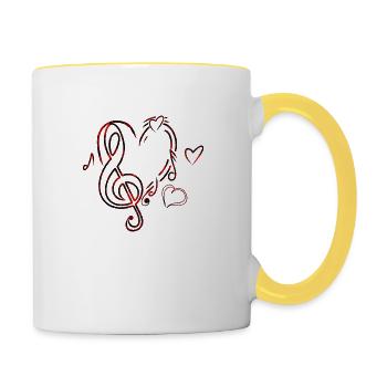 Musik Herz Rot - Tasse zweifarbig - Weiß/Gelb - Rechts