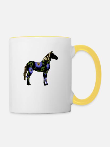 Pferd - Tasse zweifarbig - Weiß/Gelb