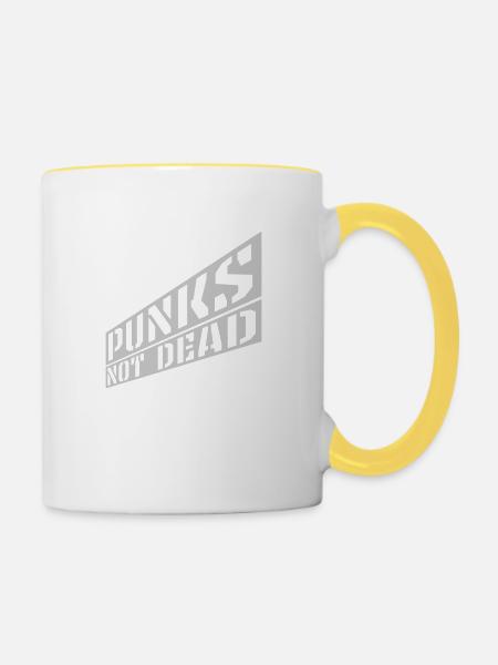 punks not dead Zitat - Tasse zweifarbig - Weiß/Gelb