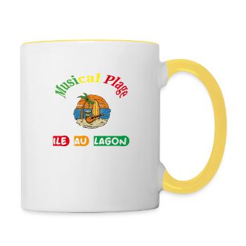 musical beach island to the lagoon - Contrasting Mug - white/yellow - Right