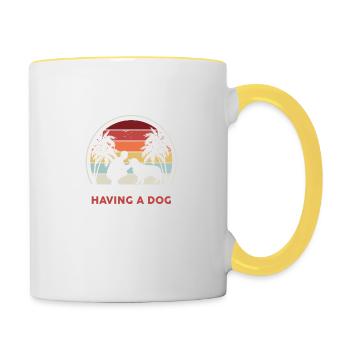 Happiness is having a dog - gift dogs dog - Contrasting Mug - white/yellow - Right