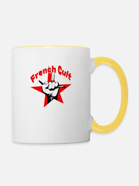 Französischer Kultstar Bad Boy - Tasse zweifarbig - Weiß/Gelb