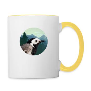 Bachstelze Profil Wald Emblem - Tasse zweifarbig - Weiß/Gelb - Rechts