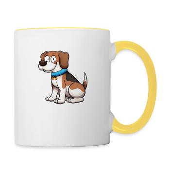Beagle-Hund - Tasse zweifarbig - Weiß/Gelb - Rechts