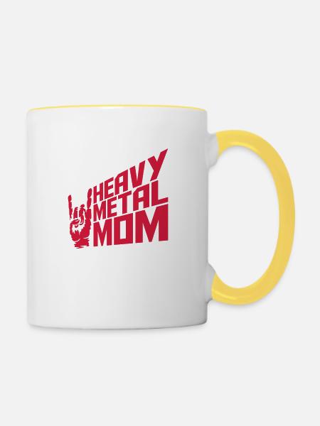 Heavy Metal Mom Logo - Tasse zweifarbig - Weiß/Gelb