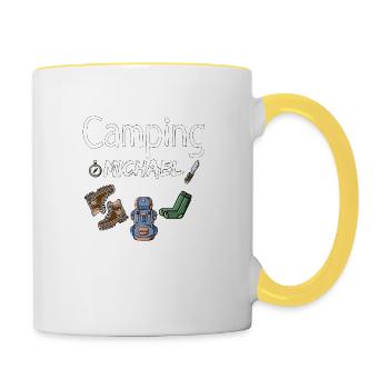 Camping Michael Camper Geschenk - Tasse zweifarbig - Weiß/Gelb - Rechts
