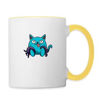 Mon chat poulpe - Mug contrasté - blanc/jaune - Droite
