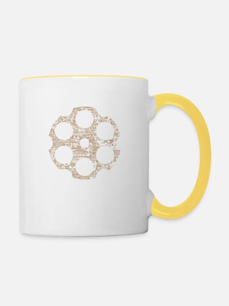 Revolver Trommel - Tasse zweifarbig - Weiß/Gelb