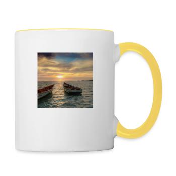 Exotischer Sonnenuntergang - Tasse zweifarbig - Weiß/Gelb - Rechts