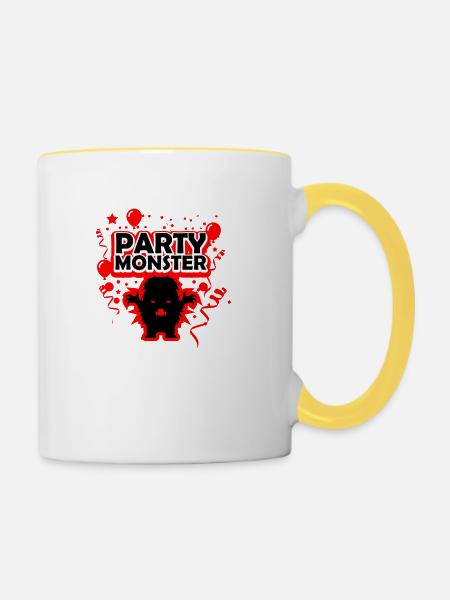 Partymonster rot - Tasse zweifarbig - Weiß/Gelb