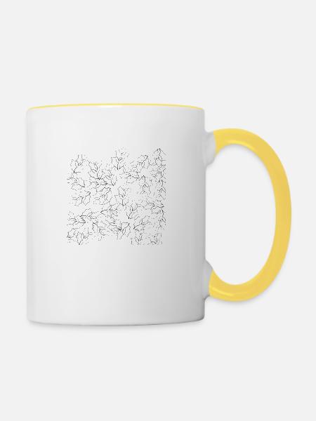 Schwarzweiß Floral - Tasse zweifarbig - Weiß/Gelb