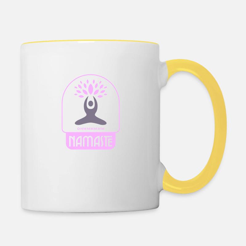 Namaste - Tasse zweifarbig - Weiß/Gelb