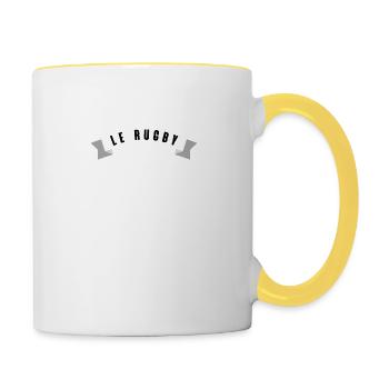 Le rugby c’est ma thérapie - Mug contrasté - blanc/jaune - Droite