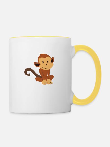 Süßes kleines Äffchen - Tasse zweifarbig - Weiß/Gelb