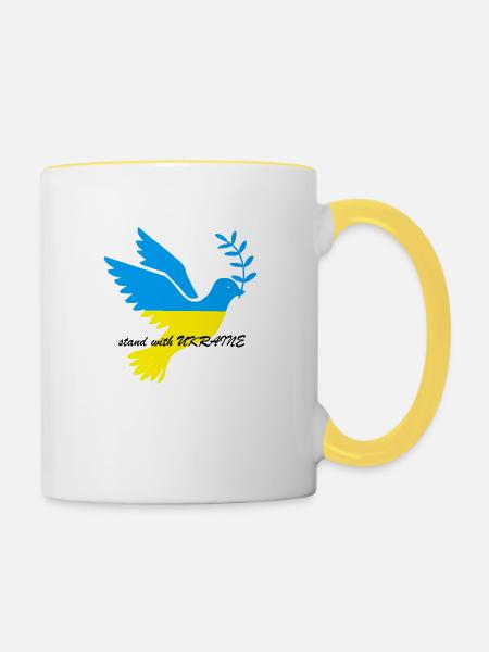 stand with UKRAINE - Tasse zweifarbig - Weiß/Gelb