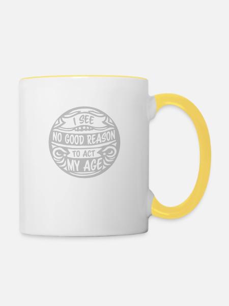to act my age - Tasse zweifarbig - Weiß/Gelb