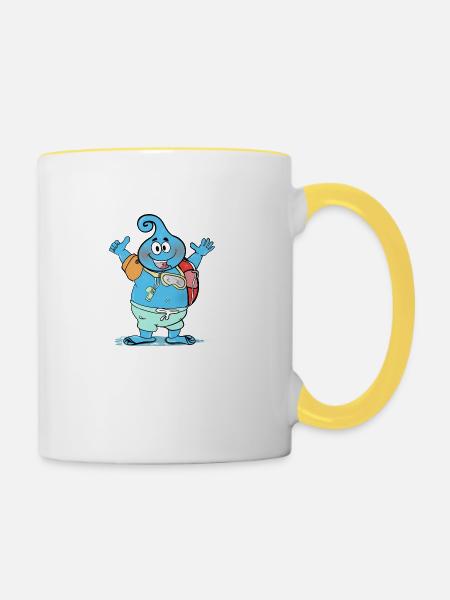 Dieser sehr große freundliche Wassertropfen - Tasse zweifarbig - Weiß/Gelb
