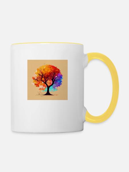 der Herbstbaum - Tasse zweifarbig - Weiß/Gelb