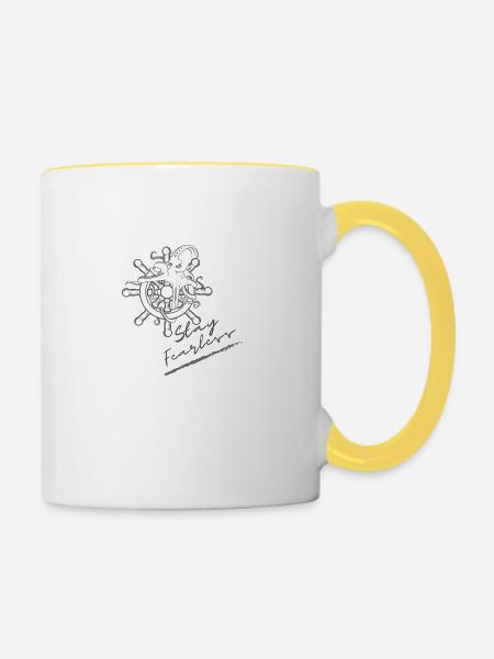 Stay Fearless - Tasse zweifarbig - Weiß/Gelb
