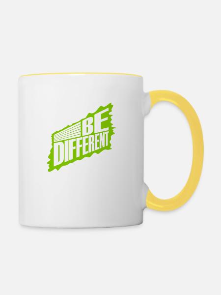Be different Logo Design - Tasse zweifarbig - Weiß/Gelb