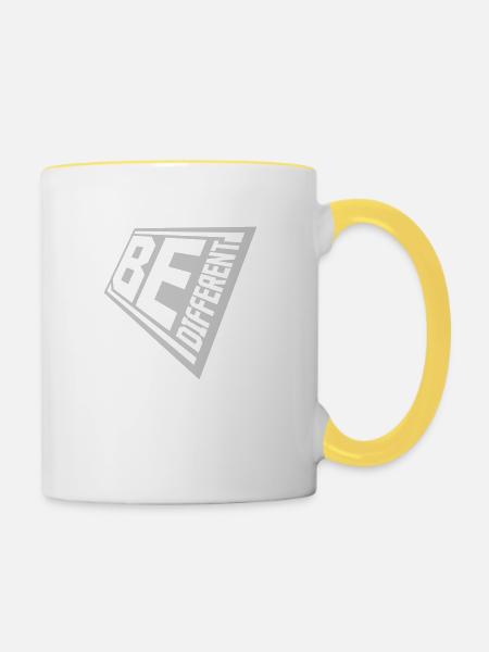 Be different Logo Design - Tasse zweifarbig - Weiß/Gelb