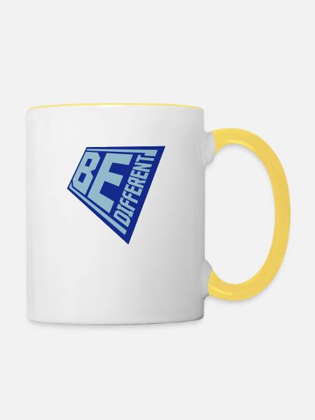 Be different Logo Design - Tasse zweifarbig - Weiß/Gelb