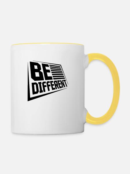 Be different Logo Design - Tasse zweifarbig - Weiß/Gelb