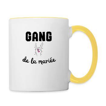 Tee shirt humour gang de la mariée - Mug contrasté - blanc/jaune - Droite
