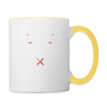 attention ce papy est un bricoleur de génie - Mug contrasté - blanc/jaune - Droite