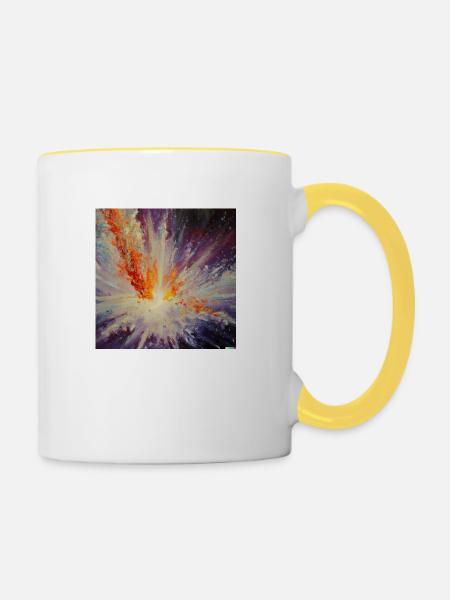 Explosion eines Sterns - Tasse zweifarbig - Weiß/Gelb