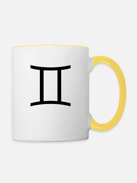 zwillinge1 - Tasse zweifarbig - Weiß/Gelb