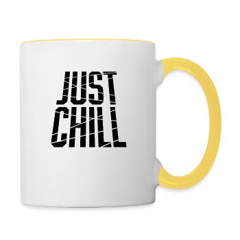 Just Chill Text Logo - Contrasting Mug - white/yellow - Right