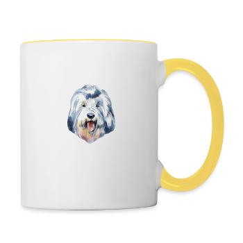 Deutsch Sheep Dog Dog Owners Dog Lovers - Contrasting Mug - white/yellow - Right