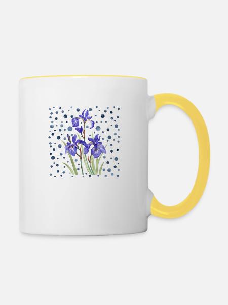 Blumen - Tasse zweifarbig - Weiß/Gelb