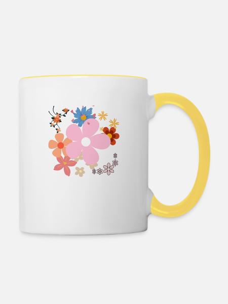 BLUMEN - Tasse zweifarbig - Weiß/Gelb