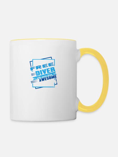 Tolle Freediver Geschenkidee - Tasse zweifarbig - Weiß/Gelb