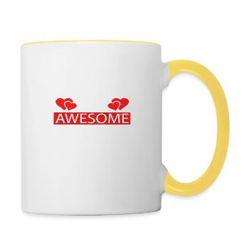 J’aime ma femme géniale - Mug contrasté - blanc/jaune - Droite