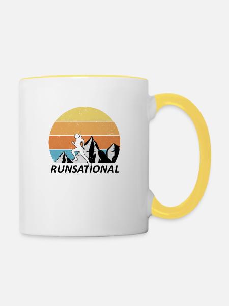 Trail Running - Tasse zweifarbig - Weiß/Gelb