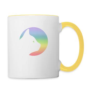 Chat - Mug contrasté - blanc/jaune - Droite