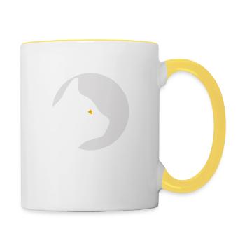 Katze - Tasse zweifarbig - Weiß/Gelb - Rechts