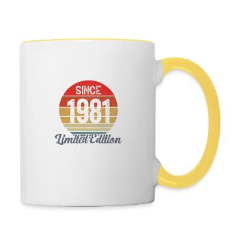 amazing since 1981 -anniversaire - Mug contrasté - blanc/jaune - Droite