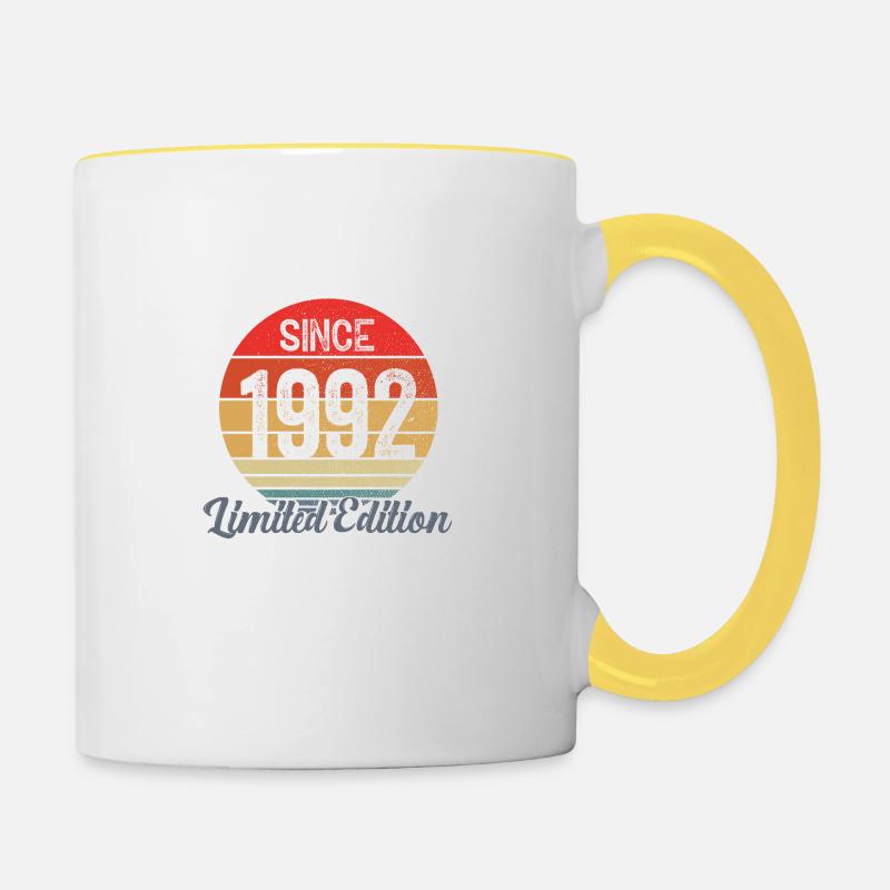 amazing since 1992 - anniversary - Contrasting Mug - white/yellow