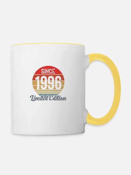 Erstaunlich seit 1996 - Jubiläum - Tasse zweifarbig - Weiß/Gelb