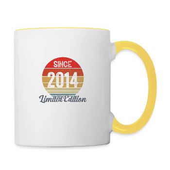amazing since 2014 - anniversaire - Mug contrasté - blanc/jaune - Droite