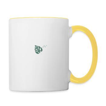Mes deux passions : mes plantes et dormir - Mug contrasté - blanc/jaune - Droite